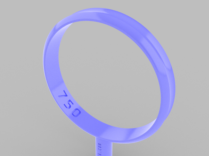 Grooved HALF CANE INVERSE Wedding Ring 18MM - 3×1.2mm STRAIGHT Internal.