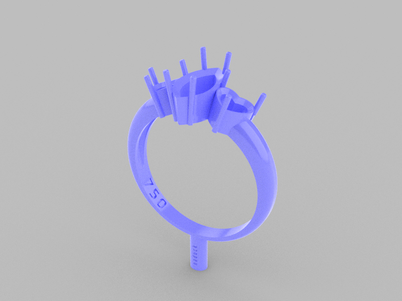 10mm Navette Ring 5mm Hearts (Tree-Stone)