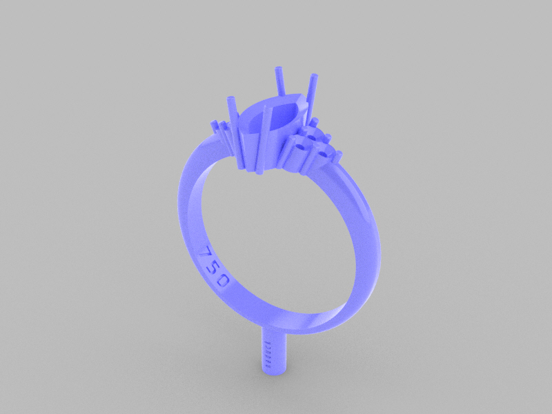 10mm Navette Ring with 2mm Round Gems (Tree-Stone)