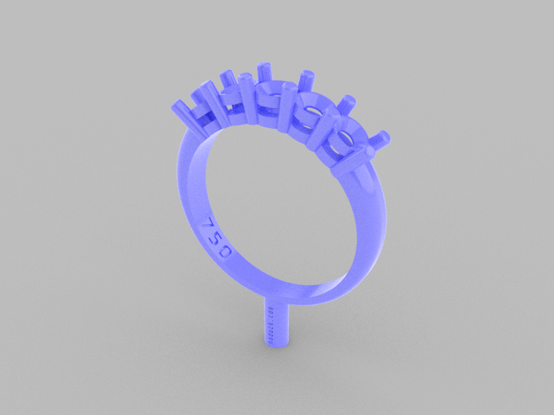 Half Eternity Band Ring with 5 Stones, 4mm in diameter, round cut.