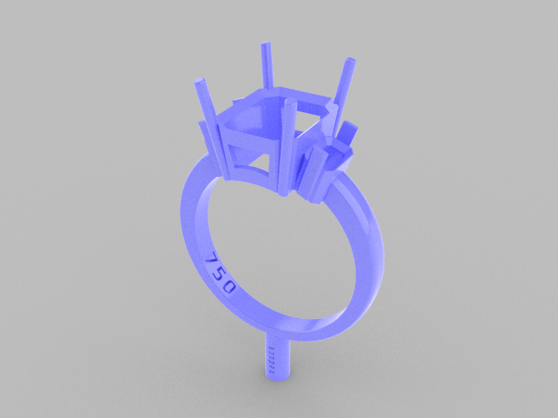 Ring featuring a 10x8mm emerald flanked by two 5x3mm baguettes.